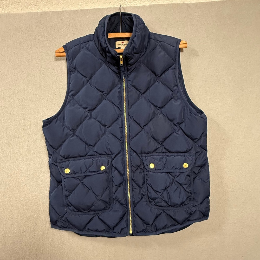 Woolrich Down Feather Insulated Navy Blue Puffer Vest‎ Women Size Large